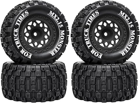 LRFHL 12mm Hex RC Wheel Tires for 1/16 Traxxas Mini Maxx 107154-1 Mini XRT VXL 108076-1 E-Revo Mini XRT MJX 16207 16210 16209 16208 HSP 94186 LOSI 1/18 Mini LMT RC Truck Tires Wheel Upgrade 4PCS