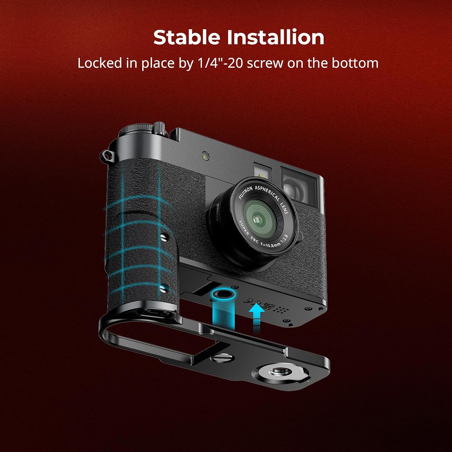 SmallRig X Half L-Shaped Grip for FUJIFILM X Half Camera, Built-in Quick Release Plate for Arca, Lightweight Ergonomic Silicone Handle with Hot Shoe Cover (Black) - 5332 - Image 3