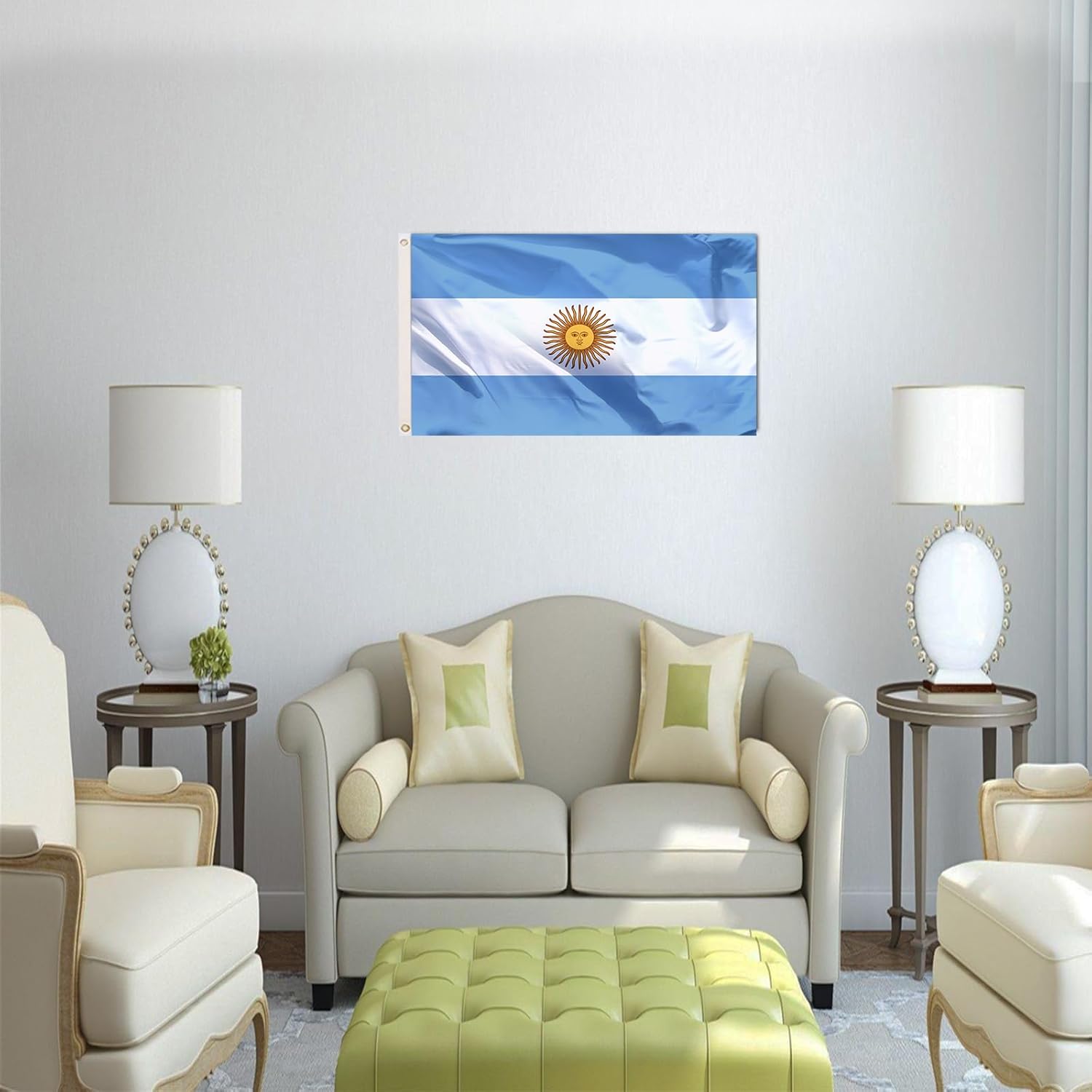 tnpun Argentina Flag 3x5 Outdoor Double Sided Argentinian Flags Vivid Color Heavy Duty 210D Nylon Cloth with 2 Brass Grommets 4 Rows of Stitches