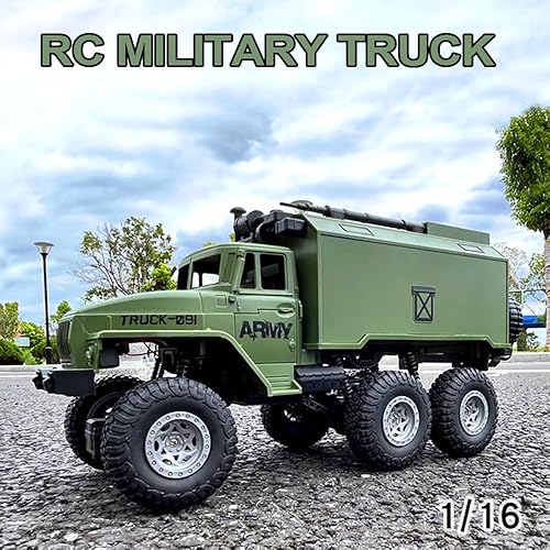 Miniatura 2 de Camión militar RC para niños 4-7, 116 control remoto 4WD Off-Road Crawler, juguetes de autos del ejército con 2 baterías recargables, vehículo de