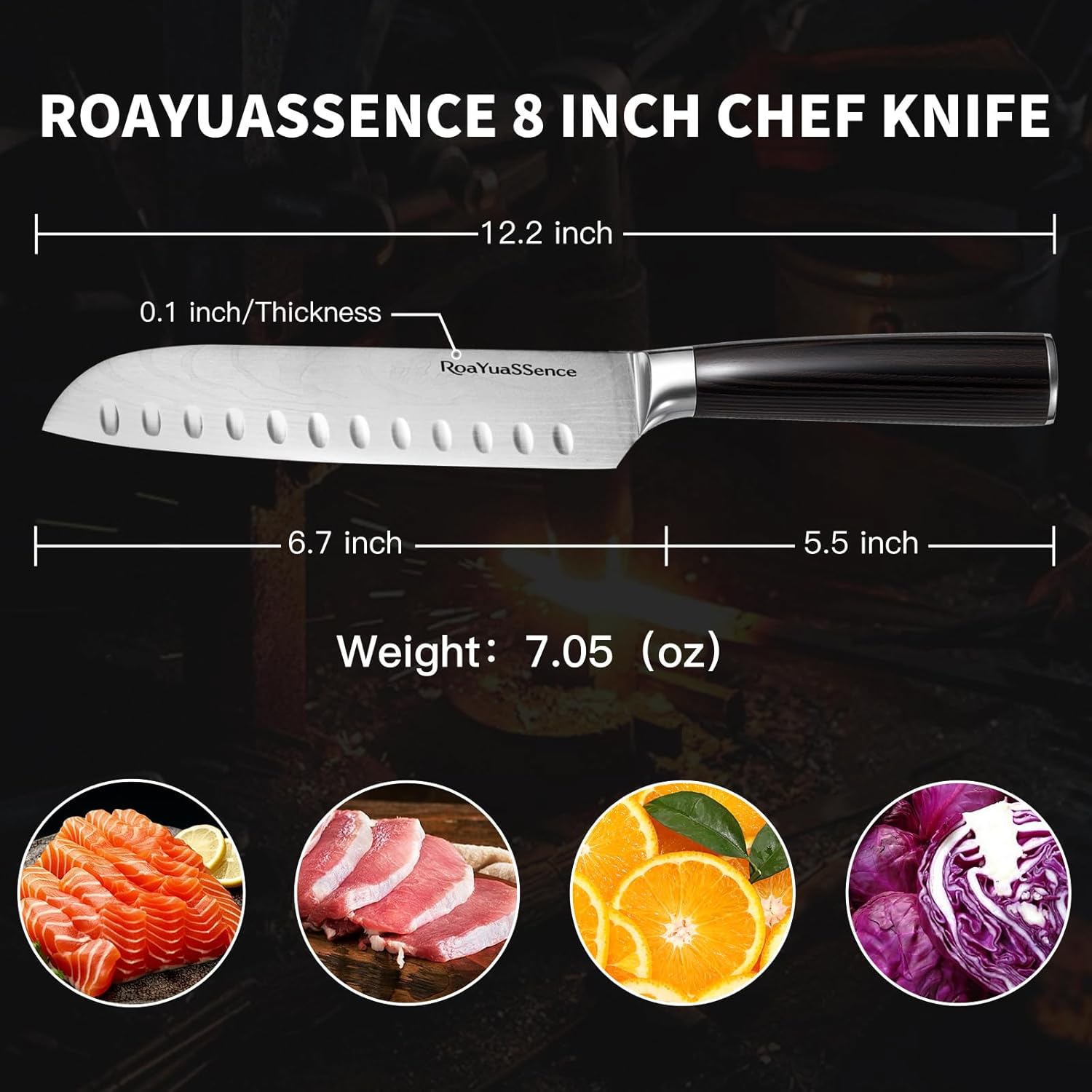 Premium 2-Piece Santoku Knife Set - 7" & 5" Japanese Style High-carbon Stainless Steel, Wood Handle - Ultimate Vegetable & Meat Prep Kit - Gift Box Included