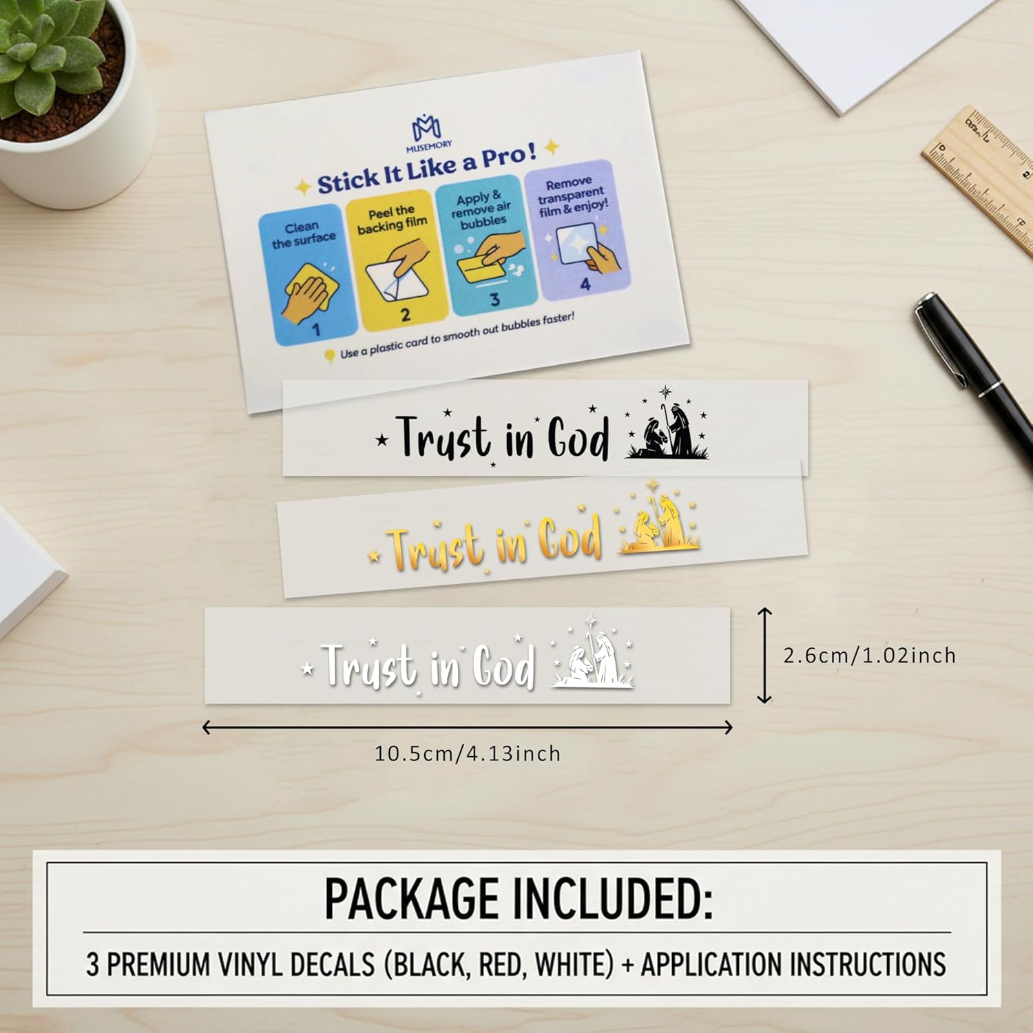 3PCS Trust in God Rearview Mirror Decal, In God We Trust Decal, Christian Rearview Mirror Decals for Car, Cute Cars Stickers, Affirmation Stickers Pack, Girly Car Accessories For Women - Image 3