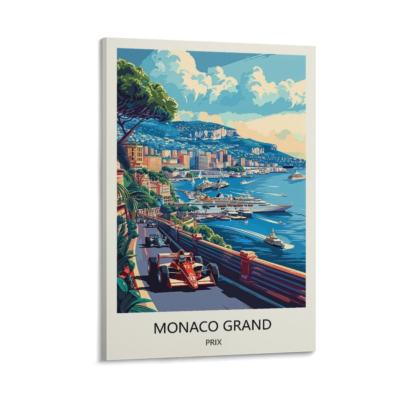 YJNENG Canvas Art Picture Monaco Grand Prix Wall Decor Art Painting Posters Modern Family Decorative Poster 12x18inch(30x45cm)