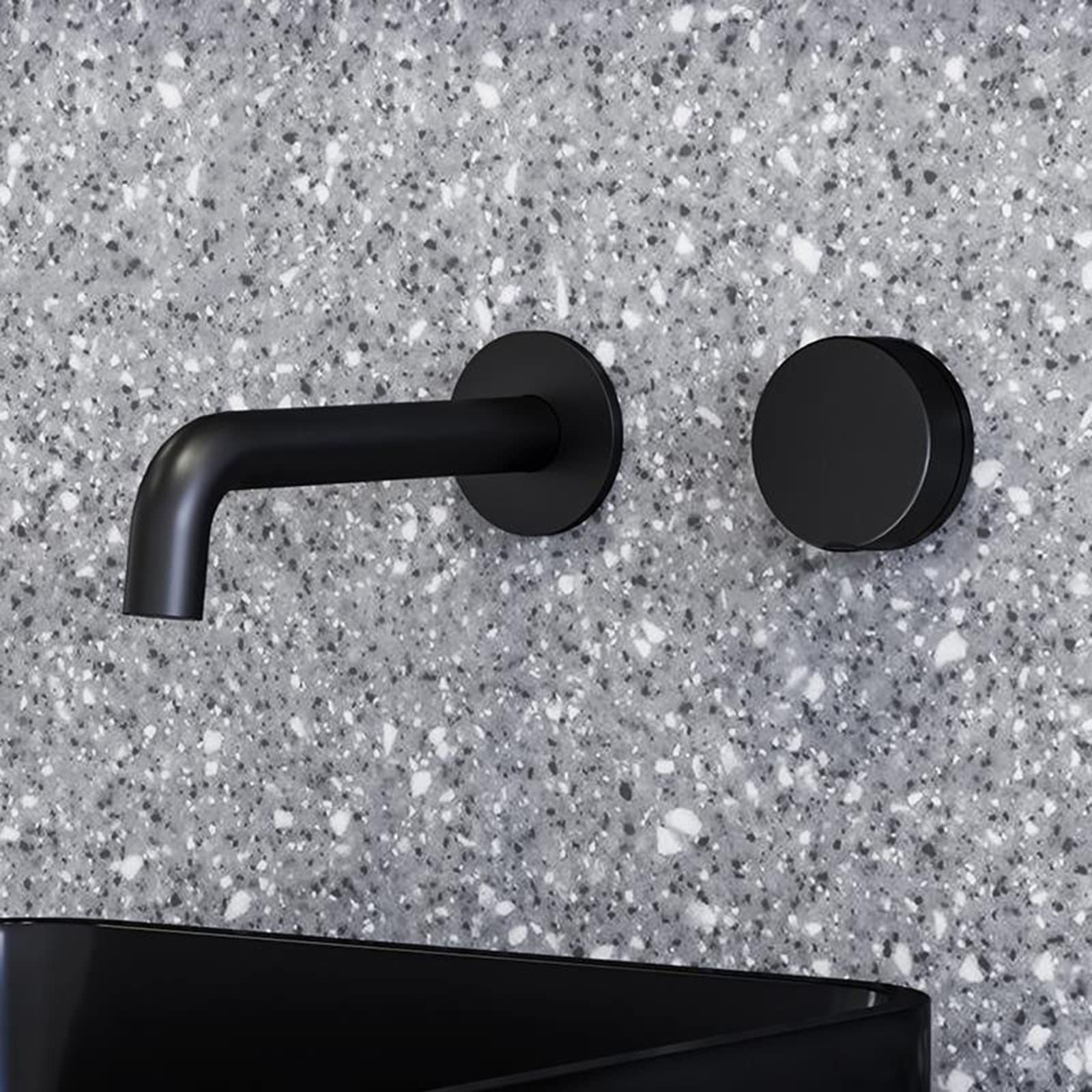 Robinet mitigeur de salle de bains encastrable en laiton massif noir moderne