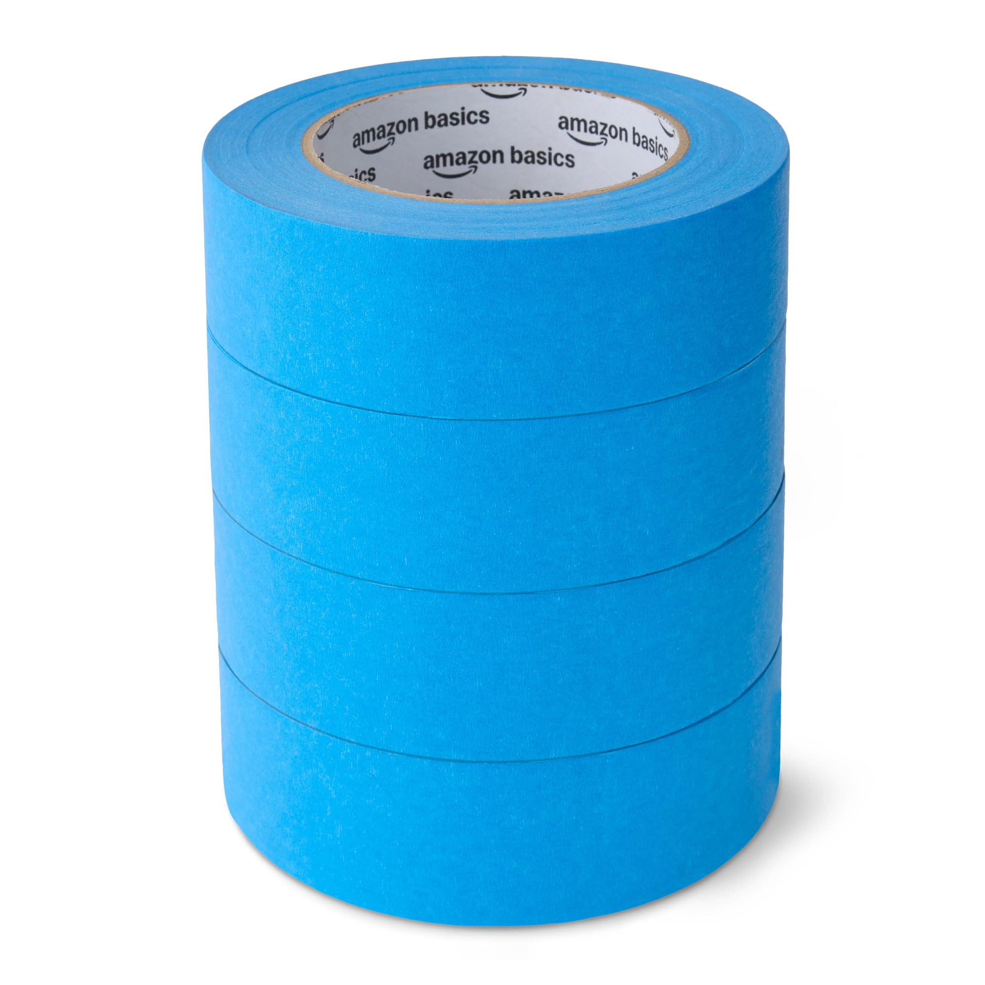 Amazon Basics Nastro adesivo per pittura, 3.6 cm x 55 m, confezione da 4 rotoli, Blu