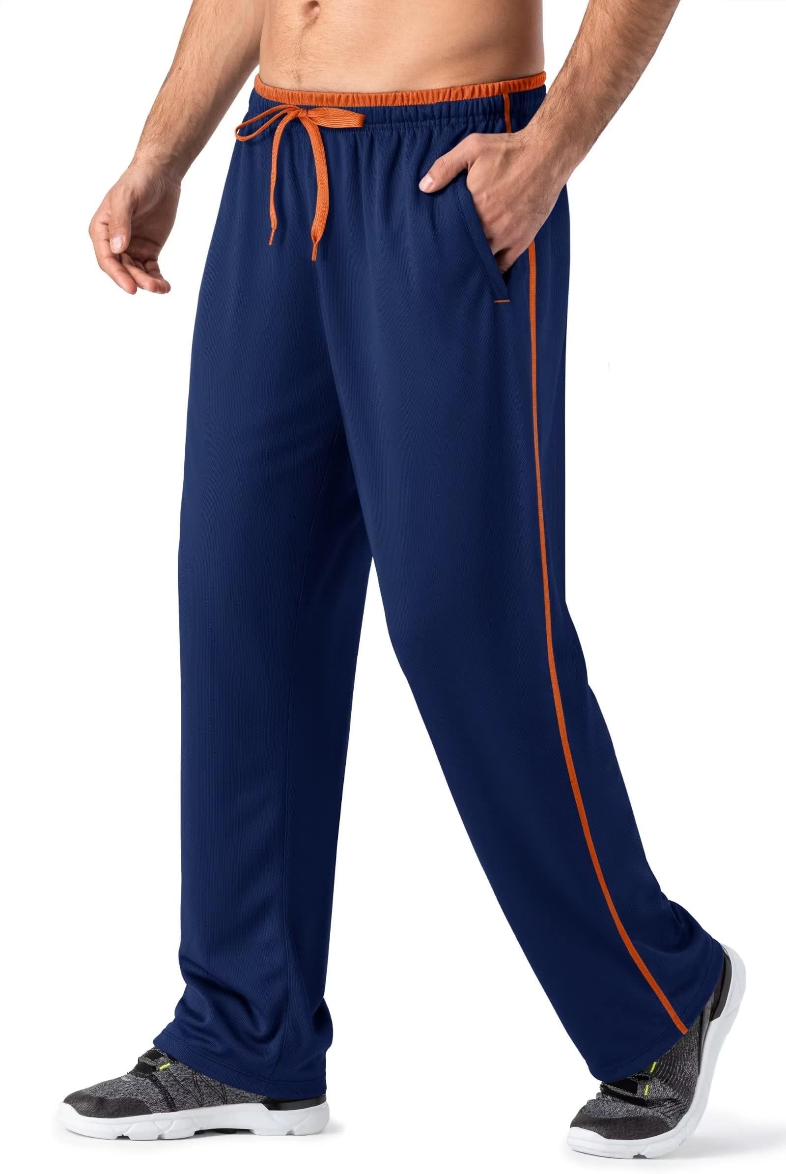 FASKUNOIE Men's Tracksuit Bottoms Mesh Elasticated Waist Joggers Trousers with Zip Pockets