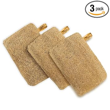 Ross Natural Sun-Dried Loofah | Organic Exfoliating Bath Sponge & Scrubber for Men & Women | Deep Cleansing Luffa for Shower, Skincare & Body Care | Eco-Friendly & Biodegradable (Pack of 3) - image, photos