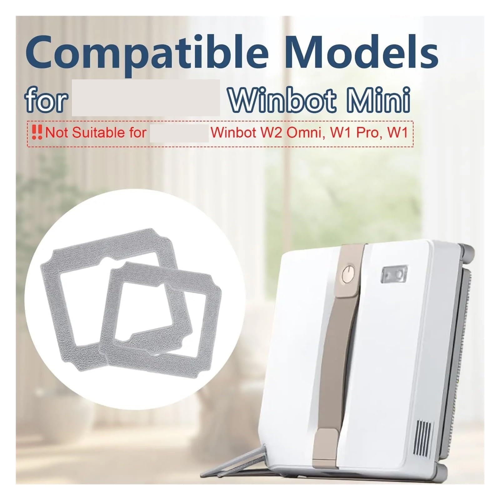 Paño De Fregona for Robot, Compatible Con ECOVACS, Mini Aspiradora De Ventanas Winbot, Accesorios De Repuesto De Almohadilla De Fregona Lavables Y Reutilizables(Original 8Pcs)