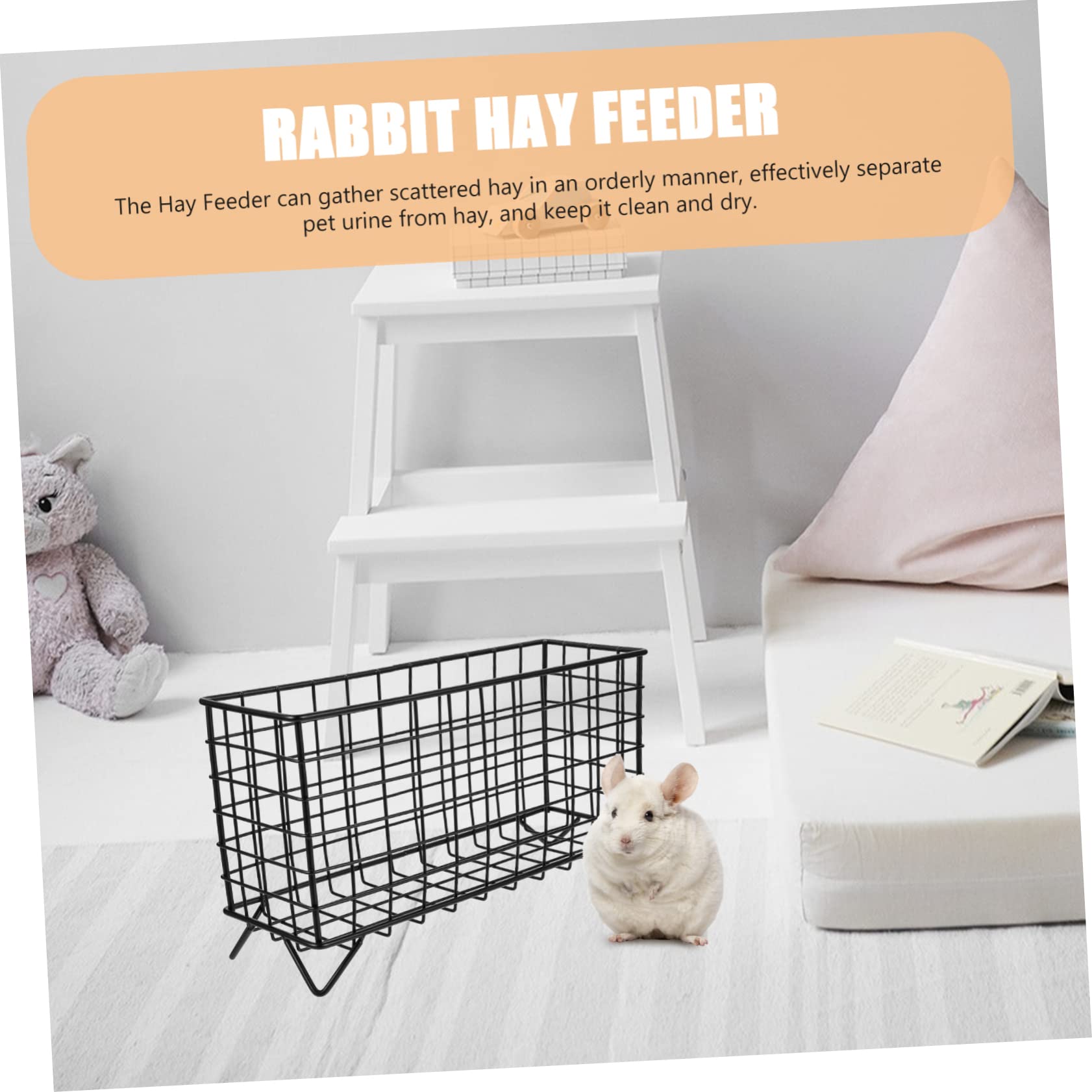 ORFOFE Kaninchen Heuraufe Praktischer Halter Hängehalter Hamsterzubehör Metallhalter Kaninchen Futterspender Haushalts Hasen Futterständer Für Praktischer