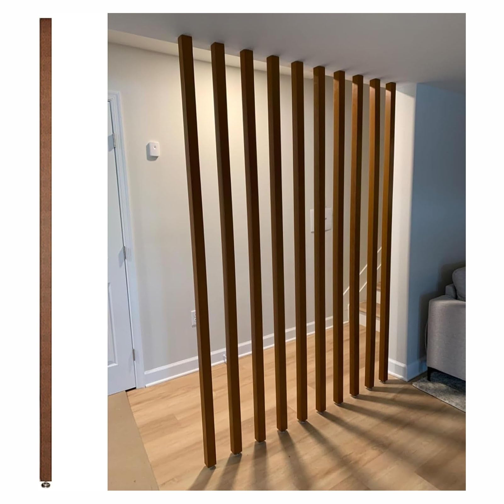 GLETSF Wooden Slat Room Divider - 3Ft To 8Ft Adjustable Height, Modern Floor-To-Ceiling Partition Screen For Living Room, Office, Restaurant Decor-1 Pcs-185cm/72.8in/6.06ft