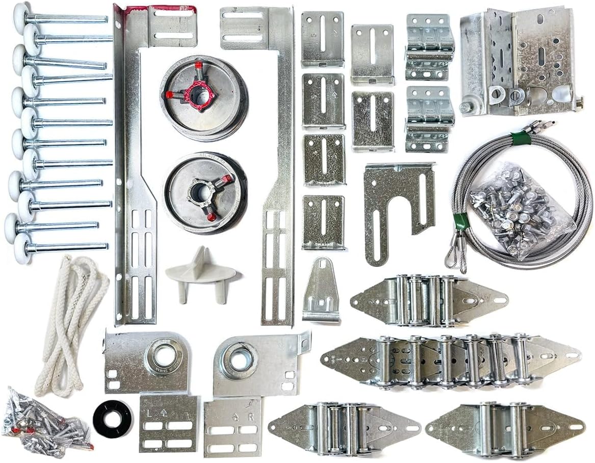 Garage Door Hardware Kit for 8ft x 8-9ft Torsion Spring Doors – Complete Set with 11-Ball Nylon Rollers, 16-Gauge Hinges, Brackets & Fasteners – Quiet Performance and Long-Lasting Strength