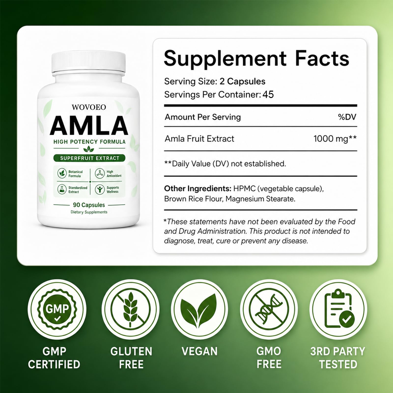 Amla Capsules, Organic Amla Extract Supplement, High Potency Amla Superfruit Extract with Indian Gooseberry, 90 Vegan Capsules (1) — Amazon image 5