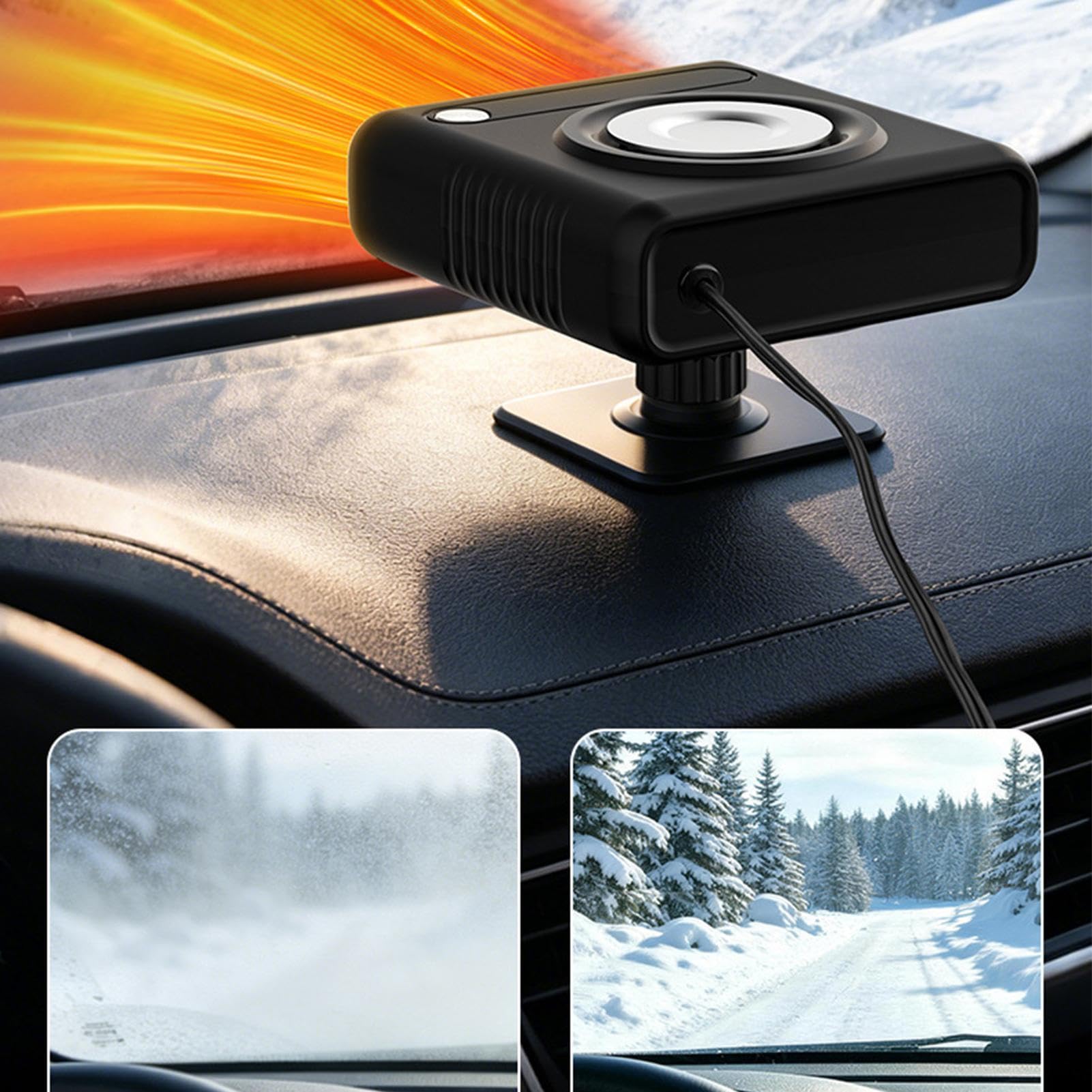 Auto-Entfroster-Heizung 360° drehbarer Lüfter-Entfroster | Auto Defroster Heizgerät Elektrisch Geeignet für LKW, Taxi, Limousine, Wohnmobil, kalte Morgen, Pendeln, Roadtrip, für den