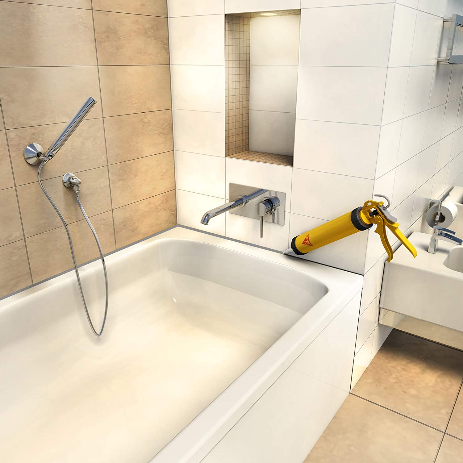 Sikasil C - Sellador de silicona para juntas sanitarias y de construcción, cartucho de 300 ml (transparente)