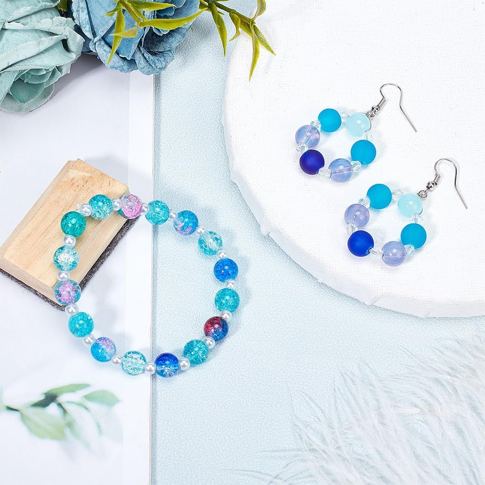 PH PandaHall 648pcs Blue Beads 24 Color Glass Beads 8mm Round Beads Bracelet Beads Spacer Beads Glass Loose Beads Spacers for Summer Hawaii Boho Bracelets Necklaces Crafts Jewelry Making