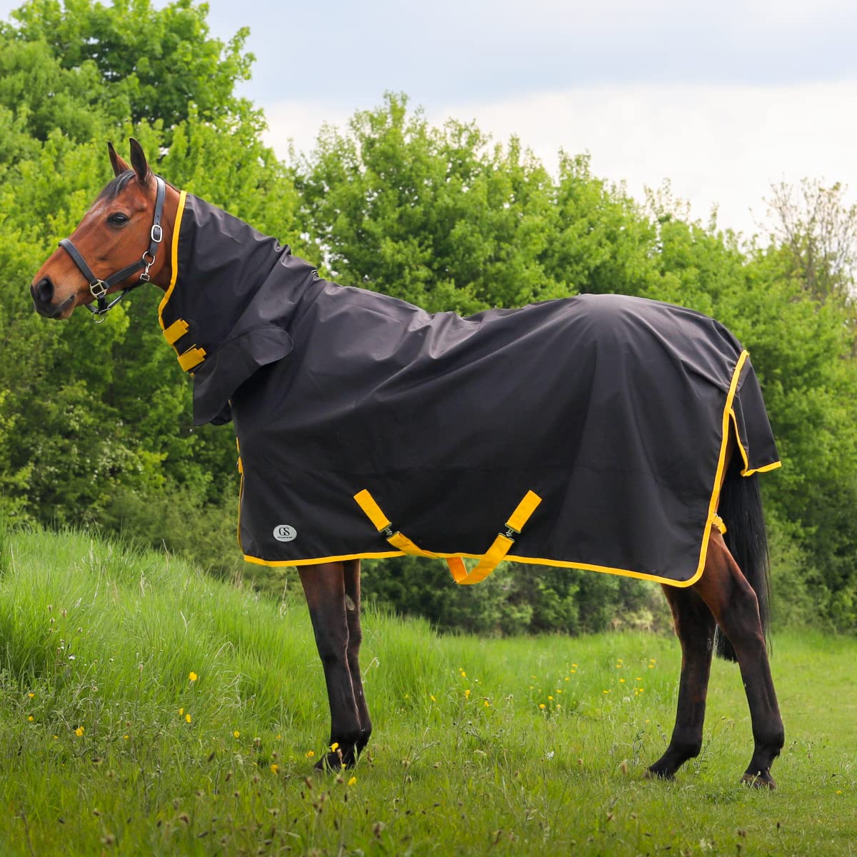 GS Equestrian Combo Neck 0g Turnout Rug (6'6, Black/Yellow)