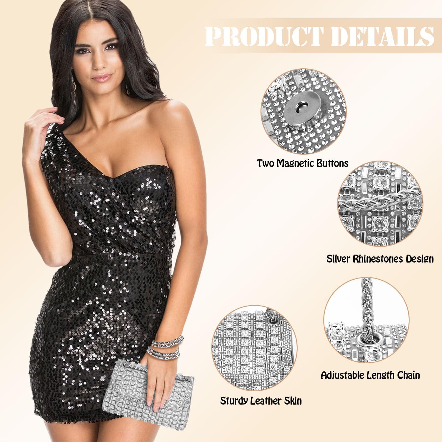 Sparkling Rhinestones Evening Bag Formal Crystal Clutch Purse for Women Ladies Evening Purse for Dinner - Image 4