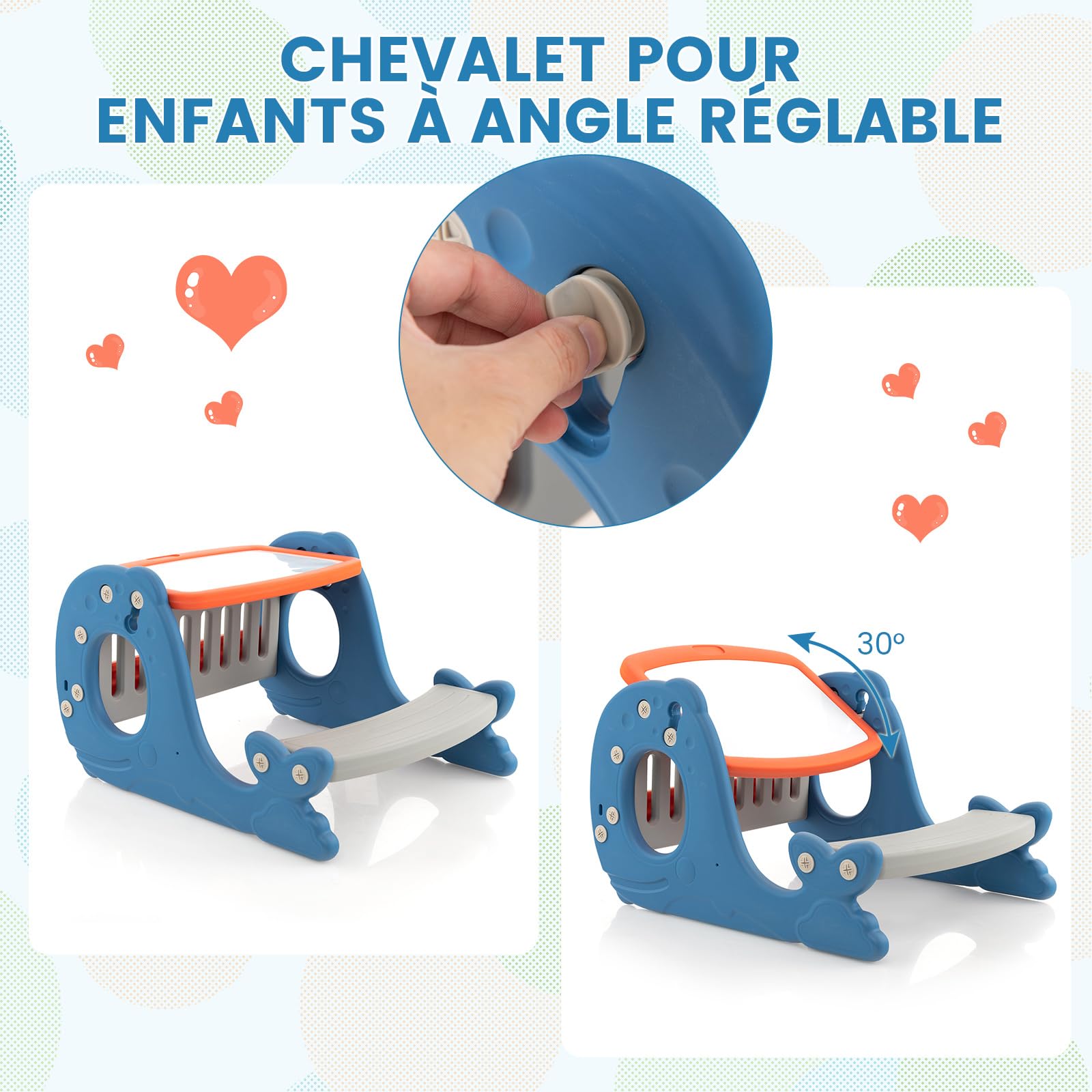 COSTWAY 4 en 1 Table Enfants en Forme Baleine avec Plateau Double Face