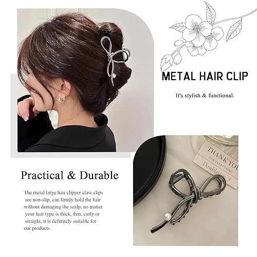 Miniatura 10 de BELSITA Mano de metal de esqueleto de Halloween con diseño de cabeza de calavera, pinza para el cabello, color plateado, pinza para cabello grueso o