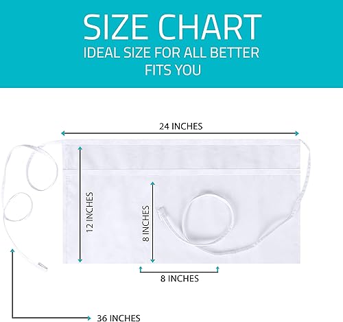 Miniatura 3 de Utopia Wear Paquete de 4 delantales con 3 bolsillos, delantal de cintura para camarera, 12 pulgadas