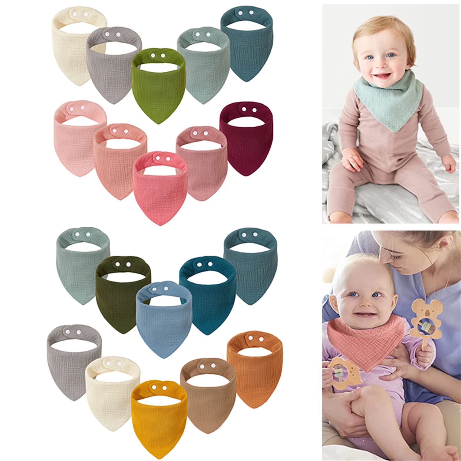 Confezione da 10 bavaglini per neonati e unisex, morbidi, leggeri, assorbenti, per neonati