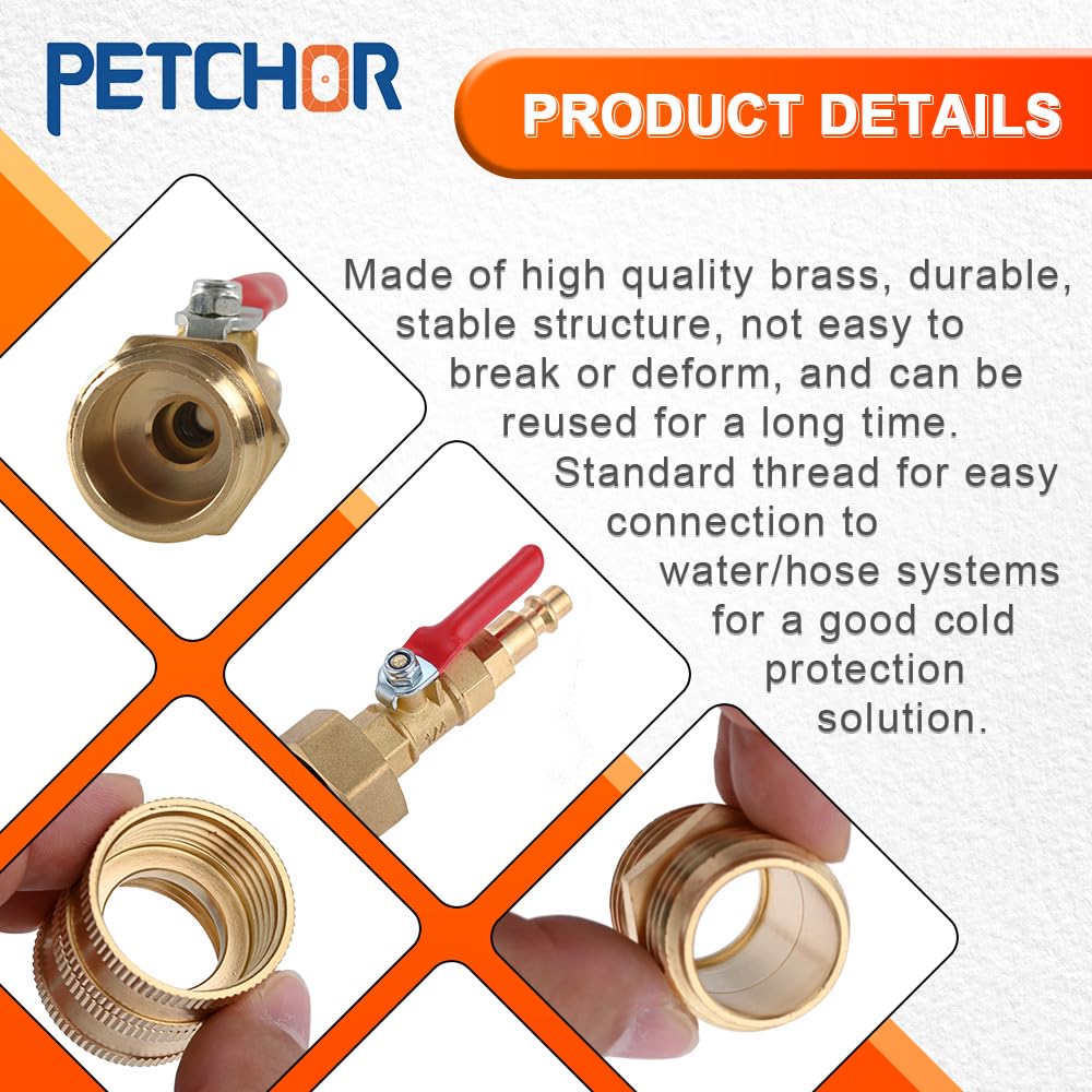 2 adaptadores rápidos para el invierno con válvula de bola, enchufe de soplado para invierno para caravana, kit de preparación de invierno para remolque, barco, cámper, compresor de aire