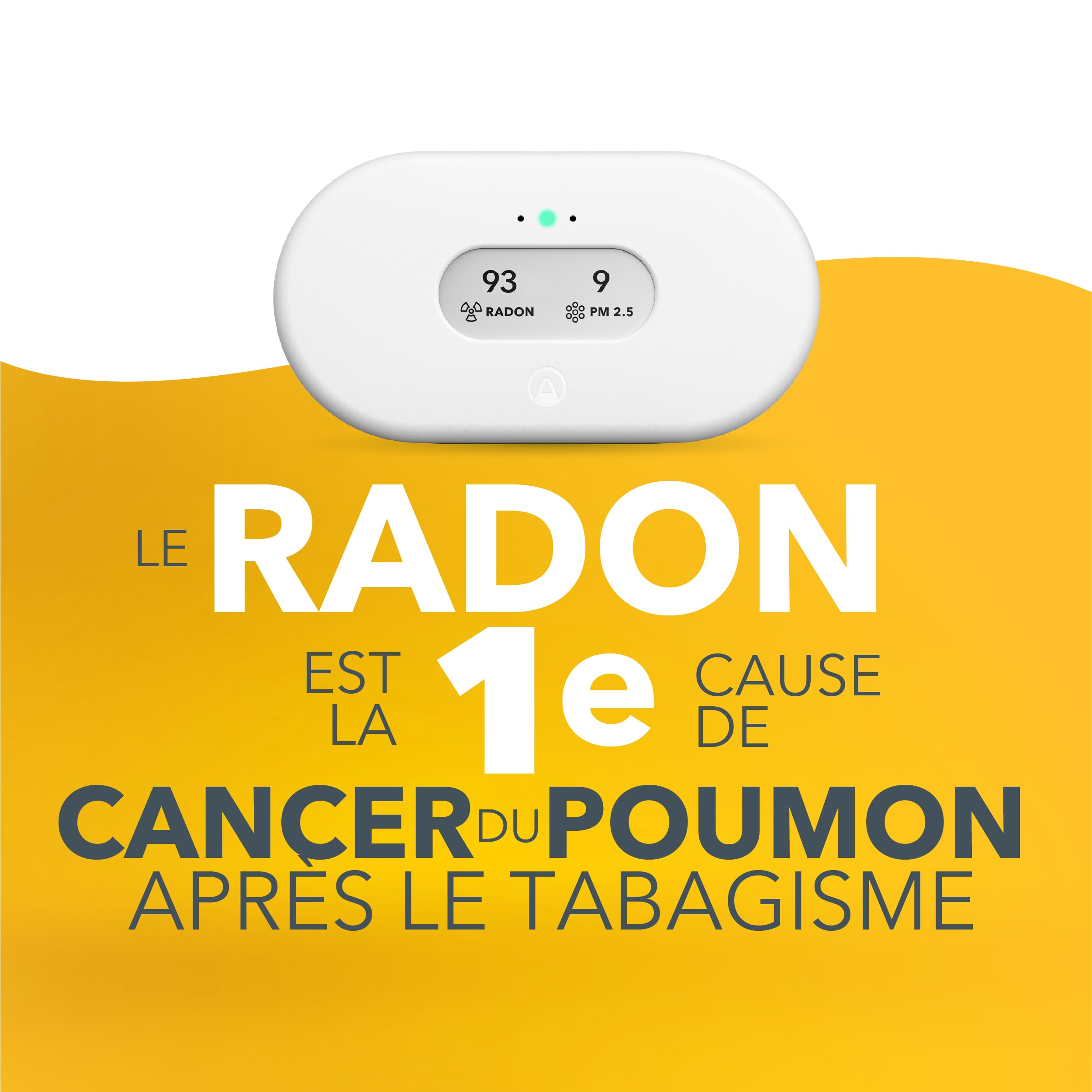 Airthings 2960 View Plus - Détecteur de Radon et de la Qualité de l’Air avec Détecteur de Particule Fine, CO2, COV, Humidité et Température, Application Mobile, Wifi et Notifications