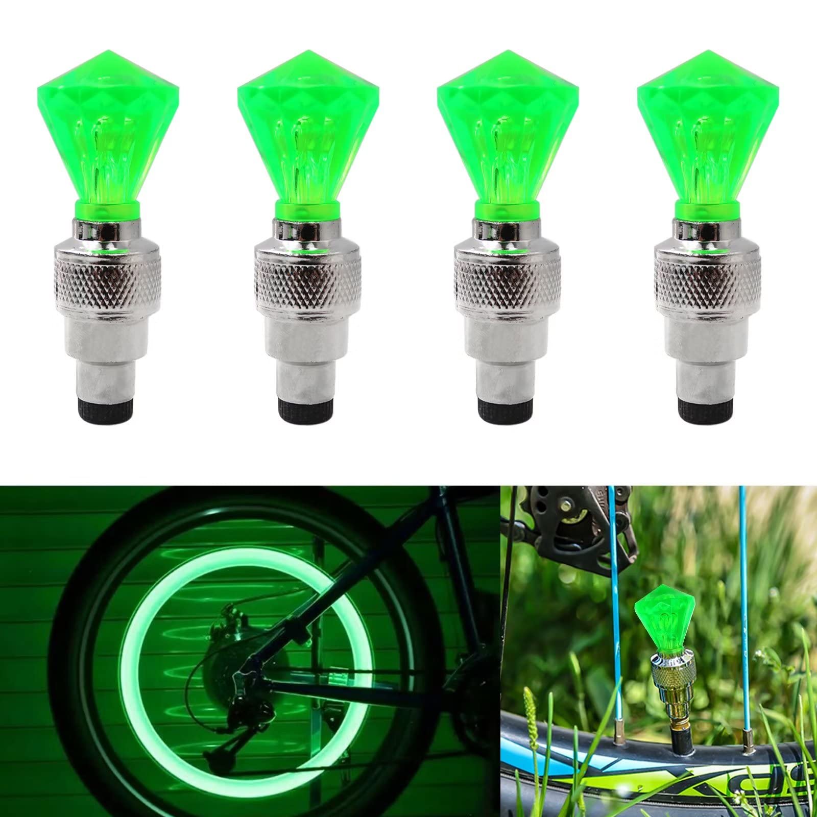 Bike Tire Lights 8-Pack LED Valve Stem Caps (Blue Dice) Motion