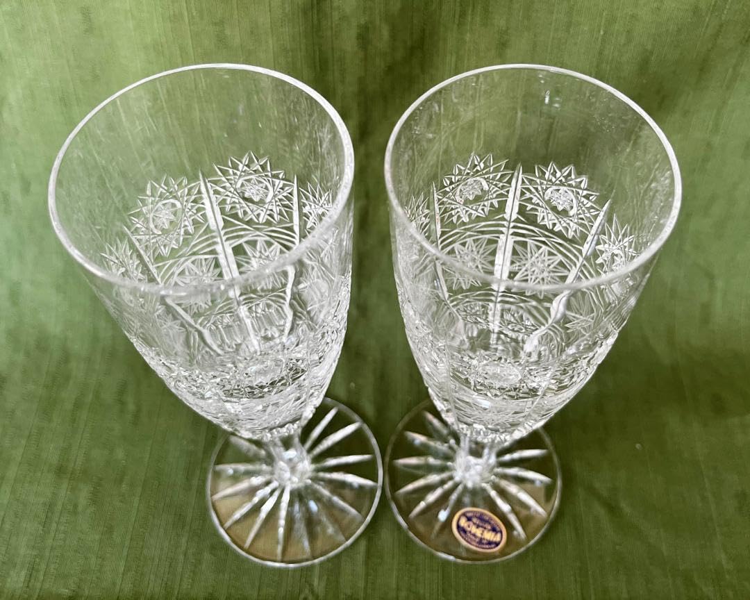 ボヘミアンクリスタル シャンパングラス 2客 切子 ハンドカット