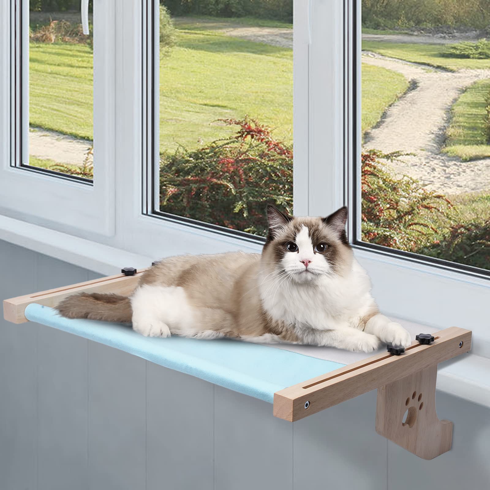Hamaca Cama Gato Ventana para Amaca Camita Gatos, Cama Colgante para Gatos Ajustable Almohadilla Suave Extraíble y Lavable Que Soporta hasta 14kg