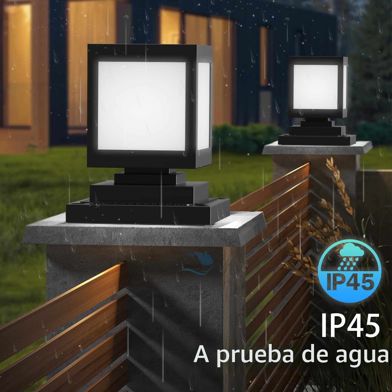 Farola Solar Sobremuro 6000K IP45, Luz Solar para Valla y Patio | ABS negro, bateria 2200 mAh, luz blanca 6000K, para postes y muros de jardin, valla, entrada y patio