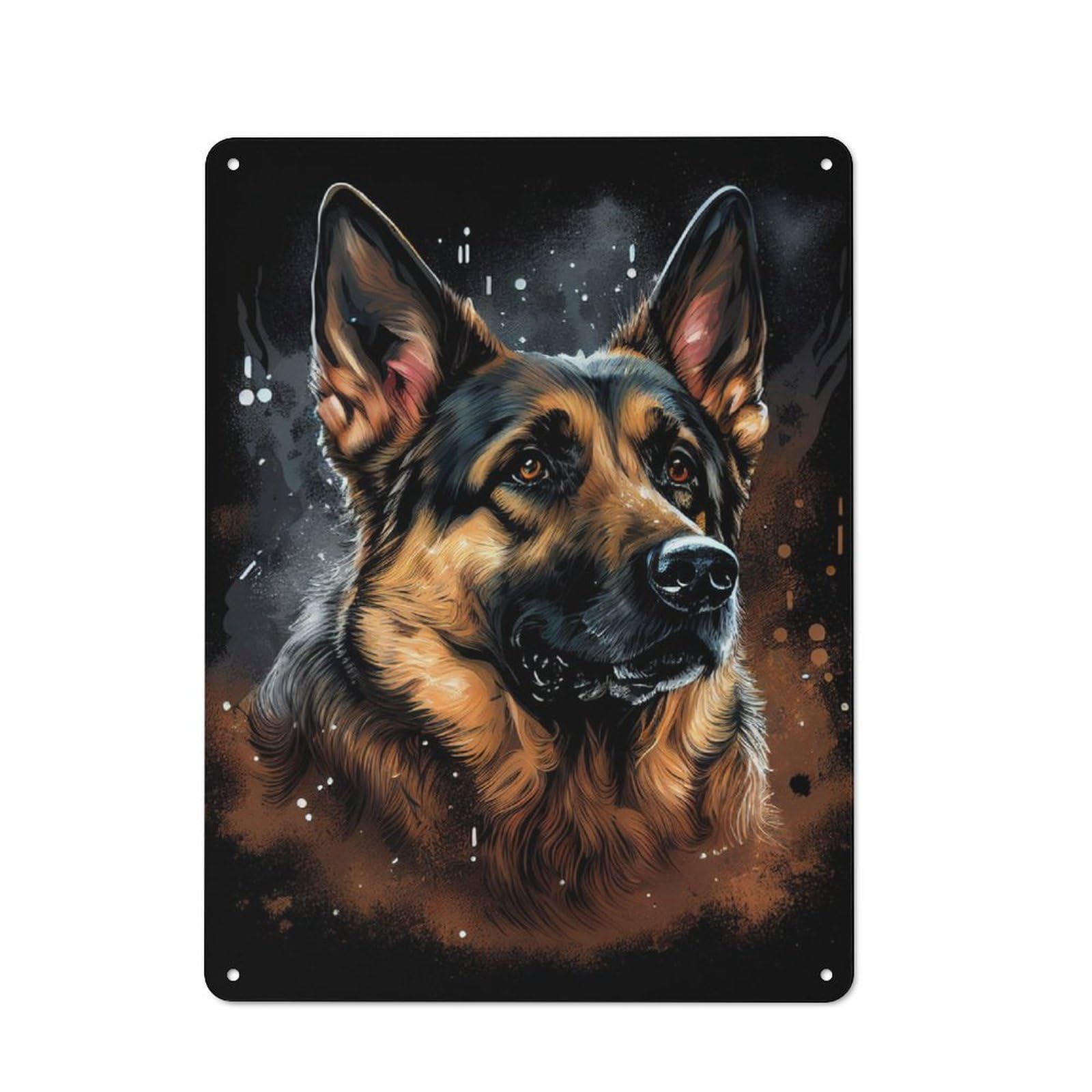 Junmoney German Shepherd Portrait Metal Plaque 40X30cm With For Garage Wall, Retro Decor, For Themed Interiors In Garages And Workshops