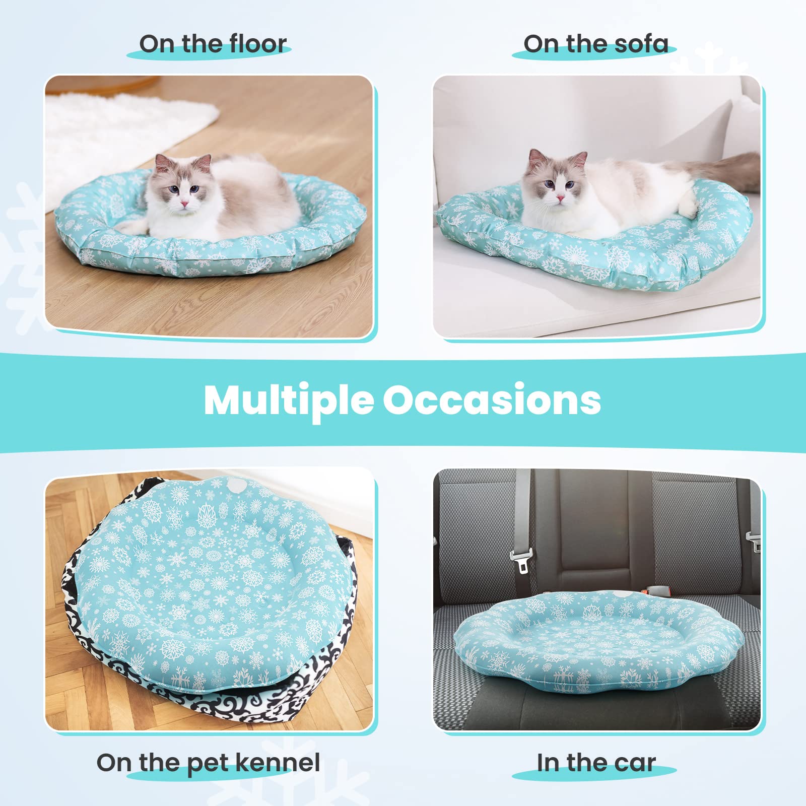 PETTOM Tappetino Rinfrescante per Cani e Gatti Antigraffi Tessuto Oxford 210D Diametro 57cm