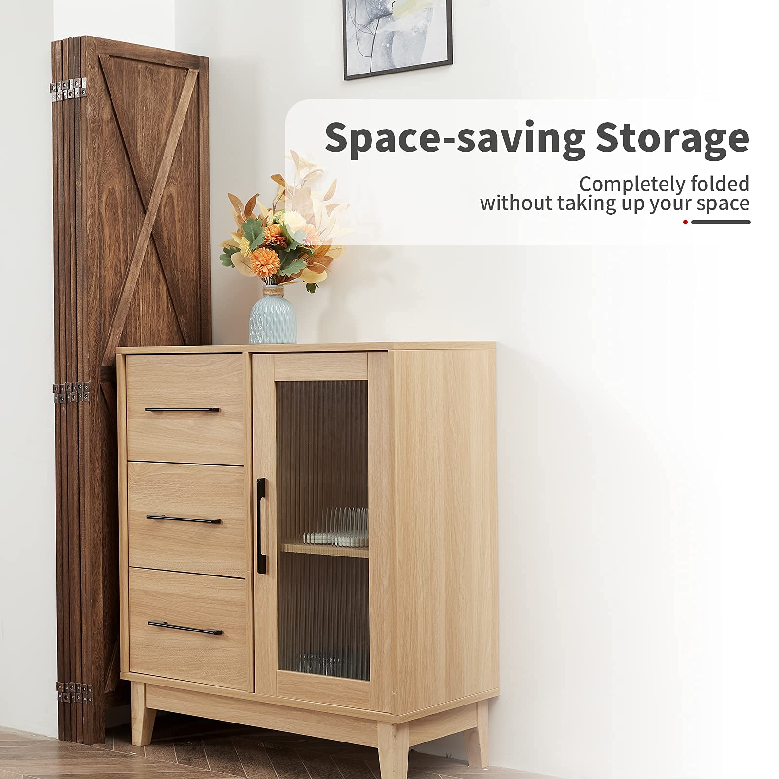 Buy Vicluke 6 Panels Wood Room Divider with 360 Degree Hinges, 5.6 FT