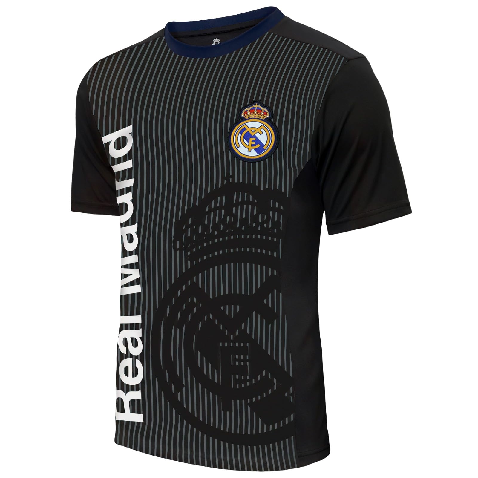 Icon Sports Compatible with Real Madrid Officially Licensed Poly Shirt Soccer Jersey -04 Large Black