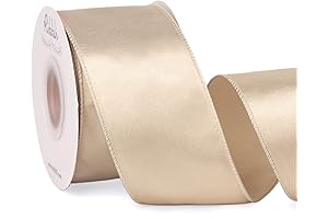 Ribbli Champagne Satin Wired Ribbon: Perfect for Trees, Garlands, and More
