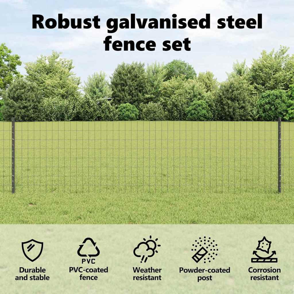 vidaXL Ogrodzenie z słupkiem Szary 0,6 x 25 m Stal i PVC, Regulowane zewnętrzne ogrodzenie, nowoczesny parawan, trwały dzielnik przestrzeni w ogrodzie