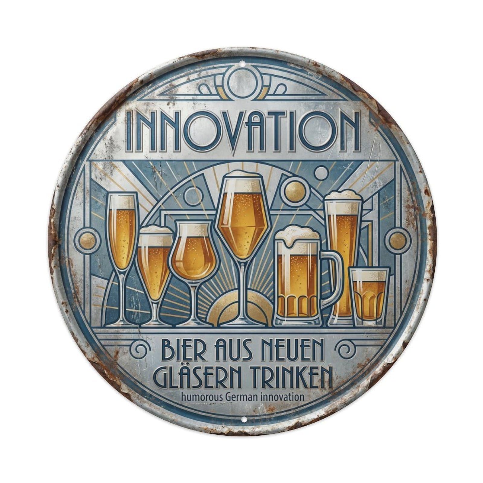Vintage Bar Style Innovation Humorous Mancave Innovation Metal Tin Sign Plaque Wall Decor for Cafe, Club, Garden Round Metal Poster 8x8Inch