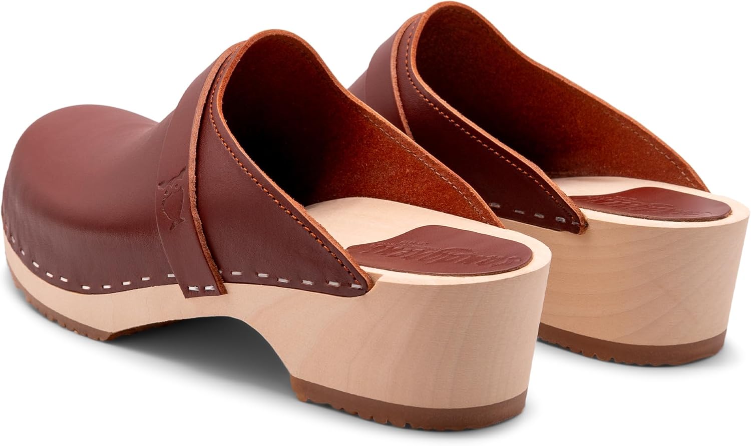 Sandgrens Handmade Swedish Wood Clogs for Women, Low Heel Mule | Tokyo - Image 4