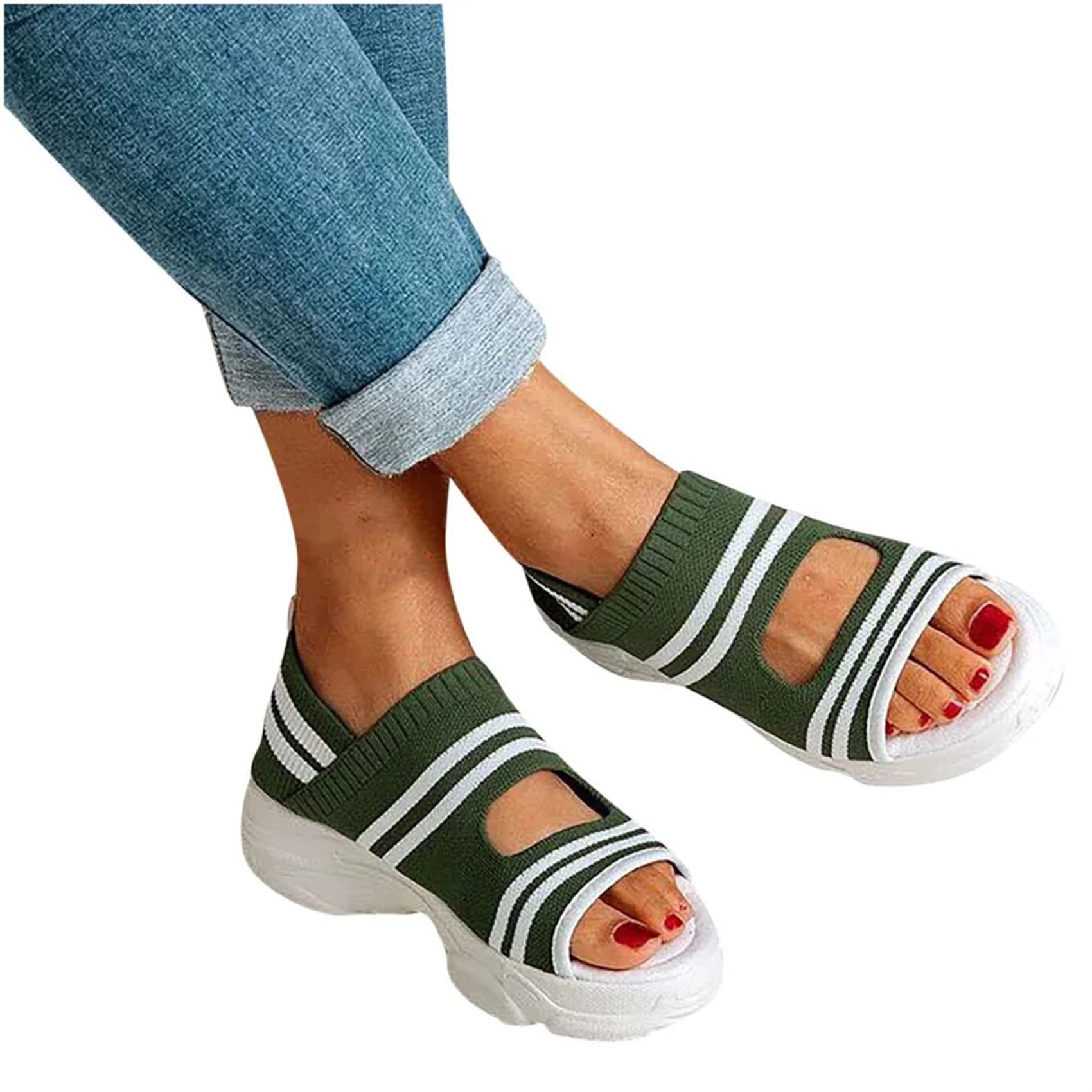 LUWAY Women's Comfy Orthotic Sandals Ultra-Comfy Breathable Sandals Summer Premium Orthopedic Open Toe Sandals,Green,US10/EU42