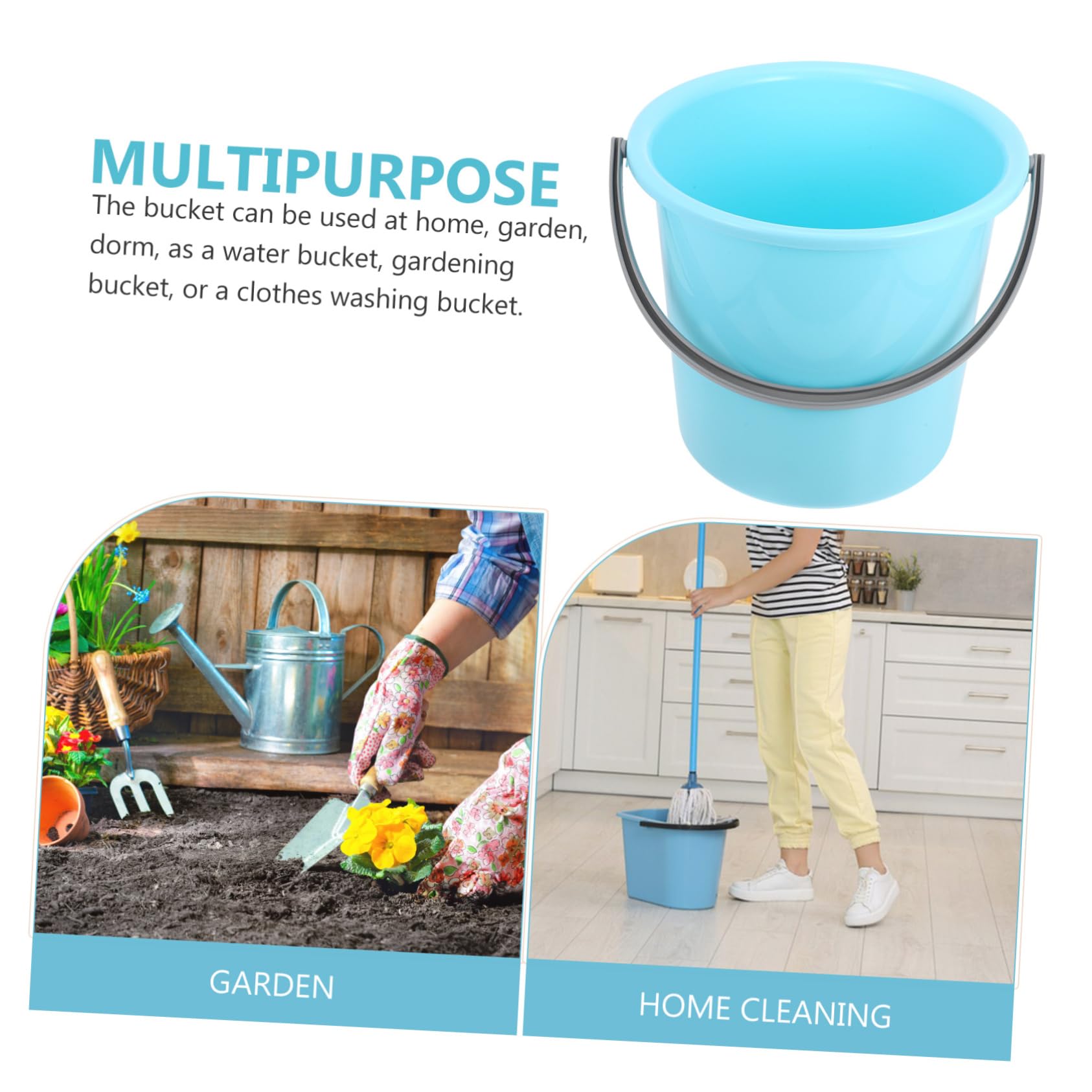 Seau d'eau Portable Carré 18 Moyen en Plastique Bleu Mer