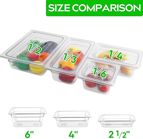 Miniatura 4 de Paquete de 6 sartenes transparentes de 13 de 4 pulgadas con tapas, recipientes de almacenamiento de alimentos transparentes de policarbonato