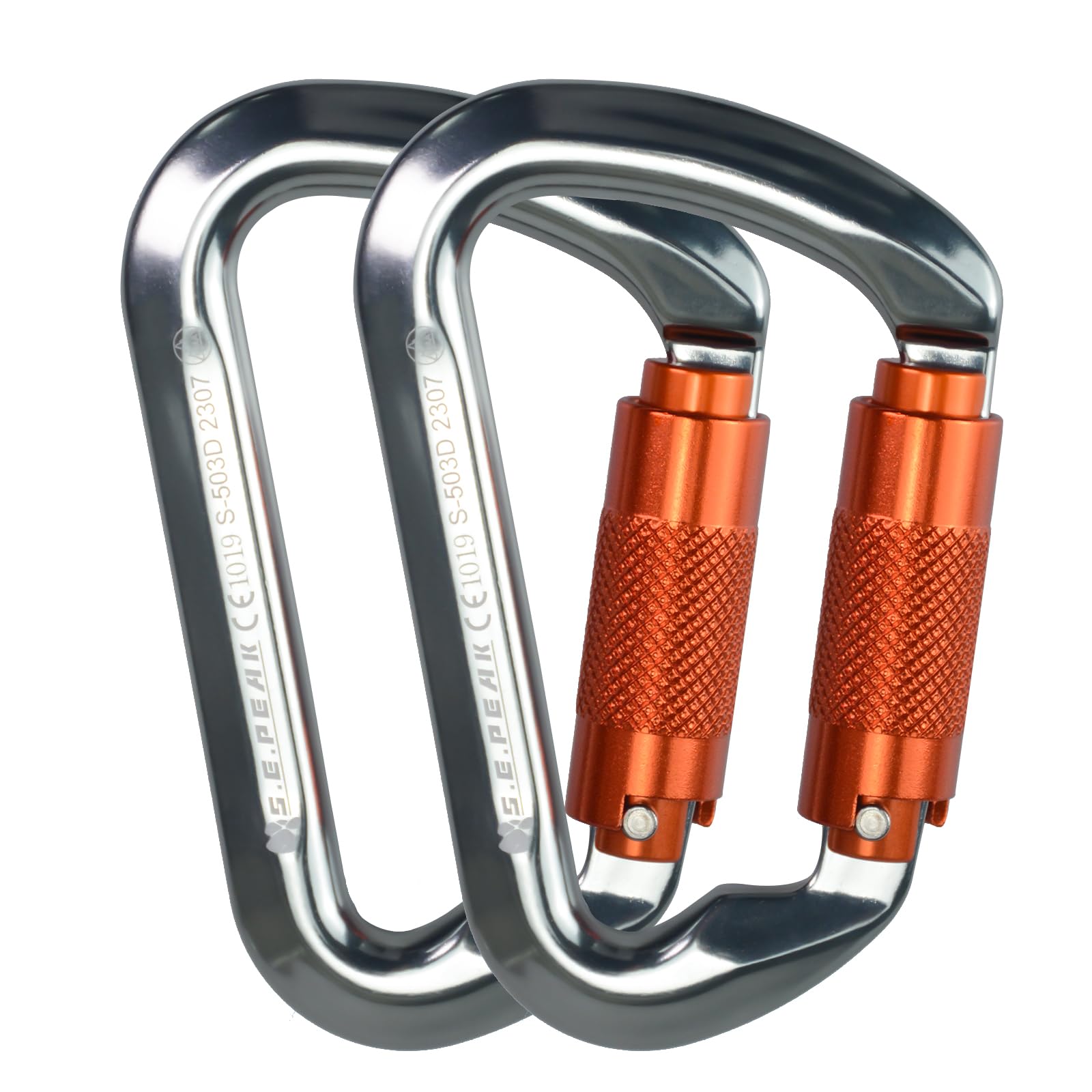 SEPEAK UIAA 30kN Climbing Carabiner Clips, Professional Heavy Duty Twist Locking Carabiners for Climbing,Mountaineering, Rappelling, Camping, Hiking, Swings, Large D Ring Hooks