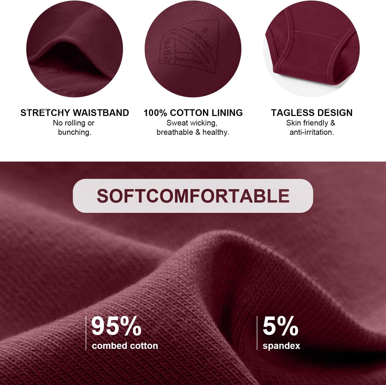 coskefy Womens Underwear Cotton Hipster Panties Soft Stretch Ladies Cheeky Bikini Briefs 4 Pack - Image 5