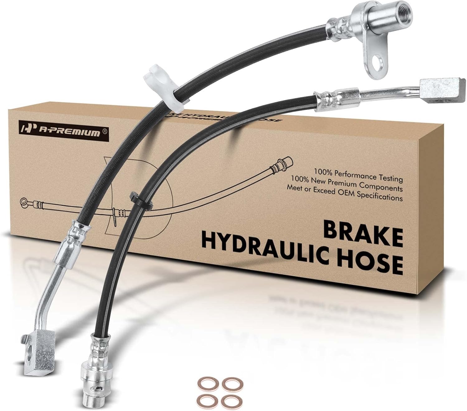 A-Premium Front Brake Hydraulic Hoses Compatible with Dodge and Ram Models - Ram 1500 2006-2010, 1500 2011-2018, 1500 Classic 2019, Pack of 2