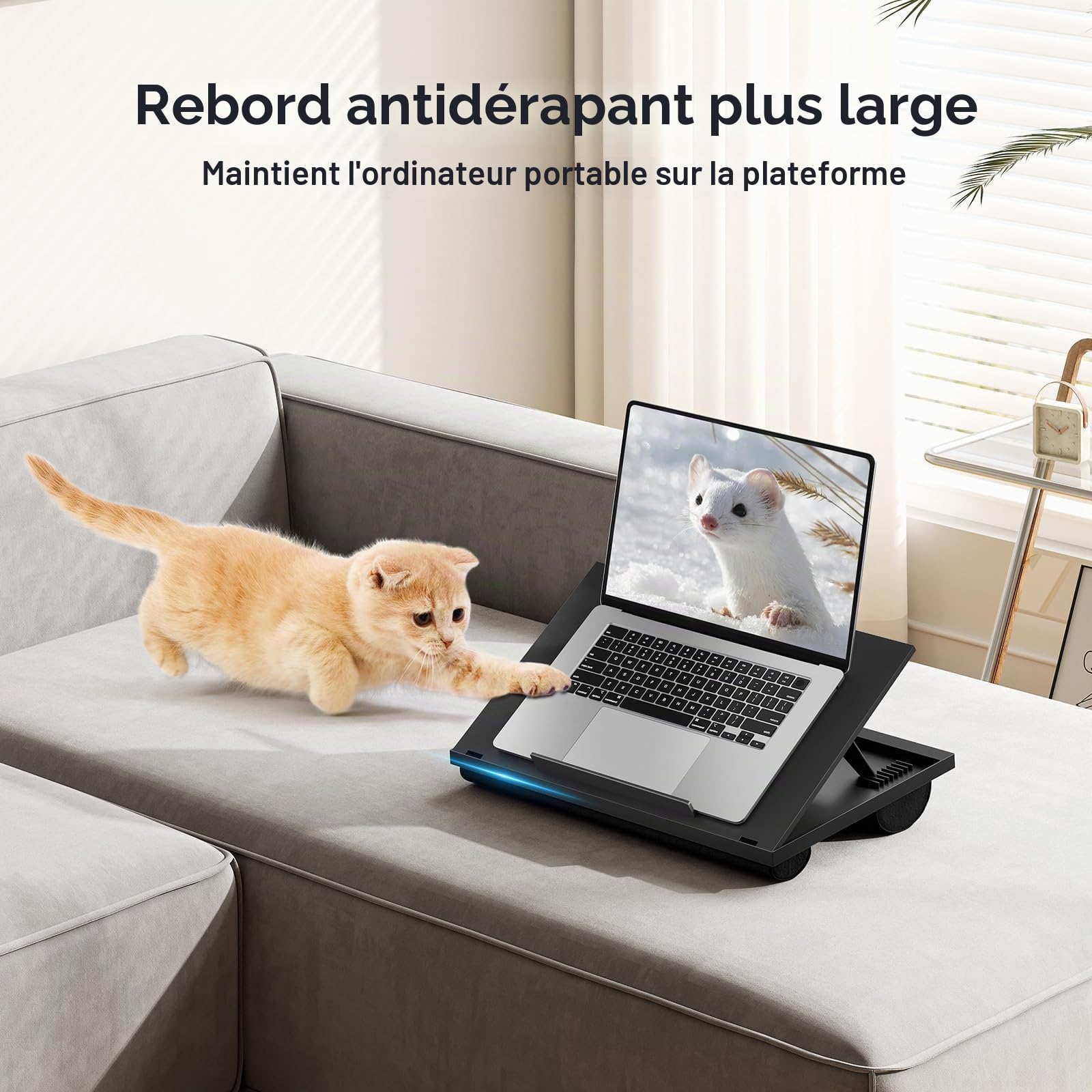 HUANUO Support d'Ordinateur Portable avec Coussin, Réglable 8 Angles, pour Notebook/Tablette 15,6", Plateau de Voyage