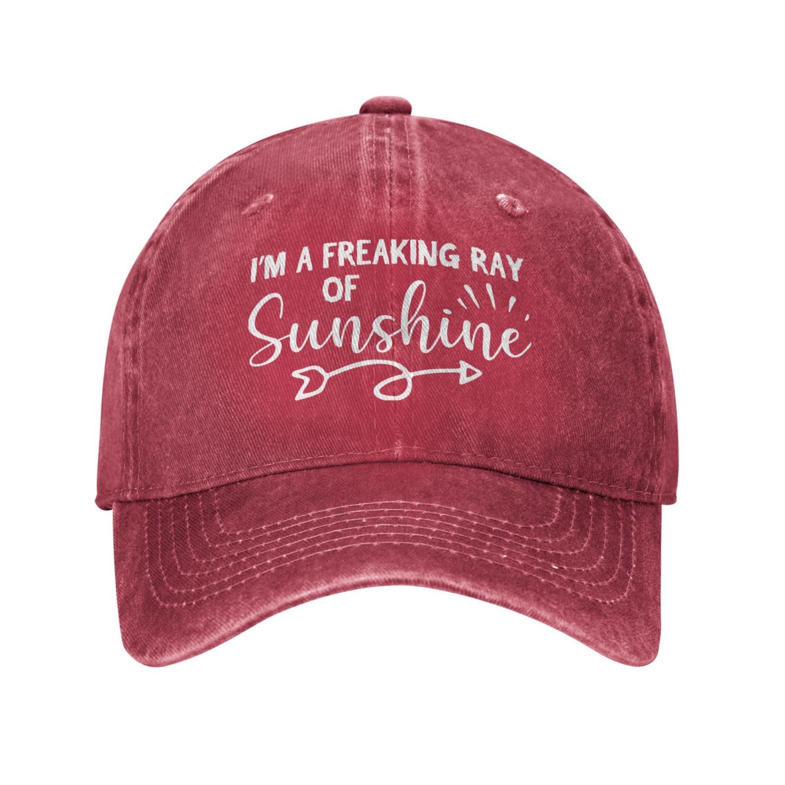 Melbrakin Unisex Red Im A Freaking Ray Of Sunshine Hat For Men Dad Hat Vintage Caps