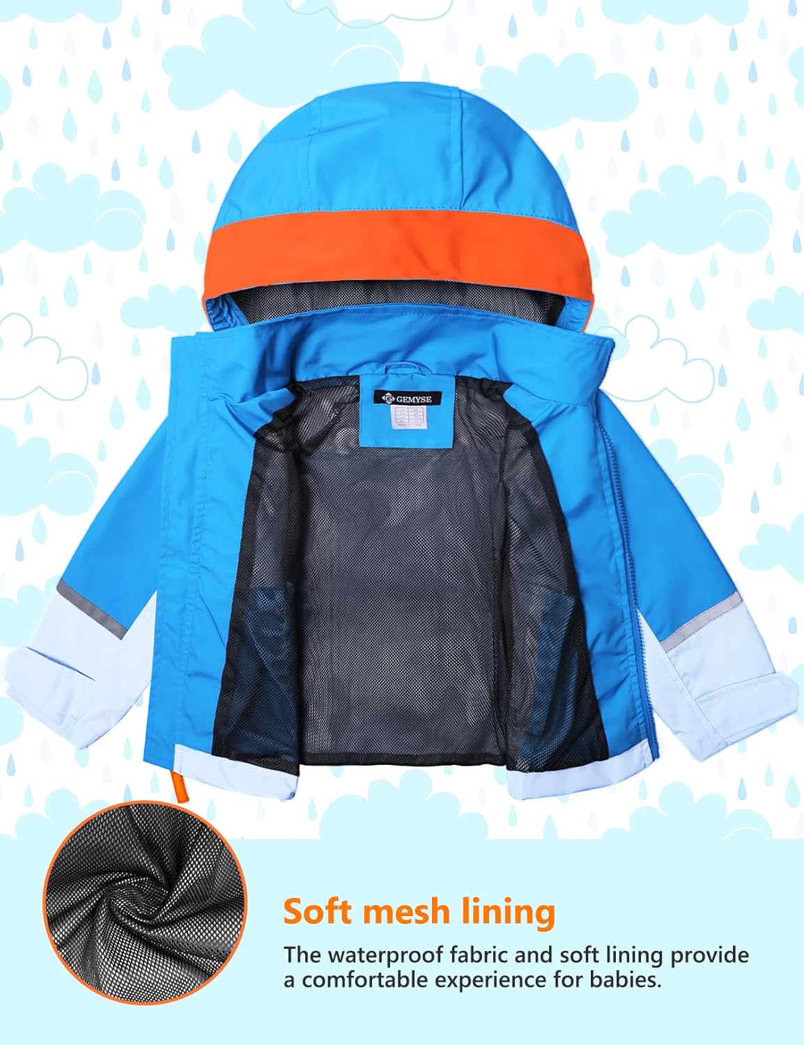 GEMYSE Toddler Rain Jacket Water-Repellent Toddler Boys Kids Rain Coat Lightweight Hooded Windbreaker Outwear Jacket - Image 4