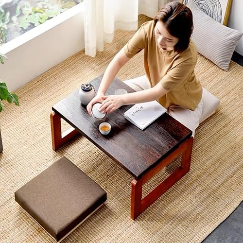 Miniatura 2 de DYRABREST Mesa de centro plegable, mesa de picnic baja portátil de madera, mesa plegable de té y aperitivos para desayuno, mesa de café plegable en
