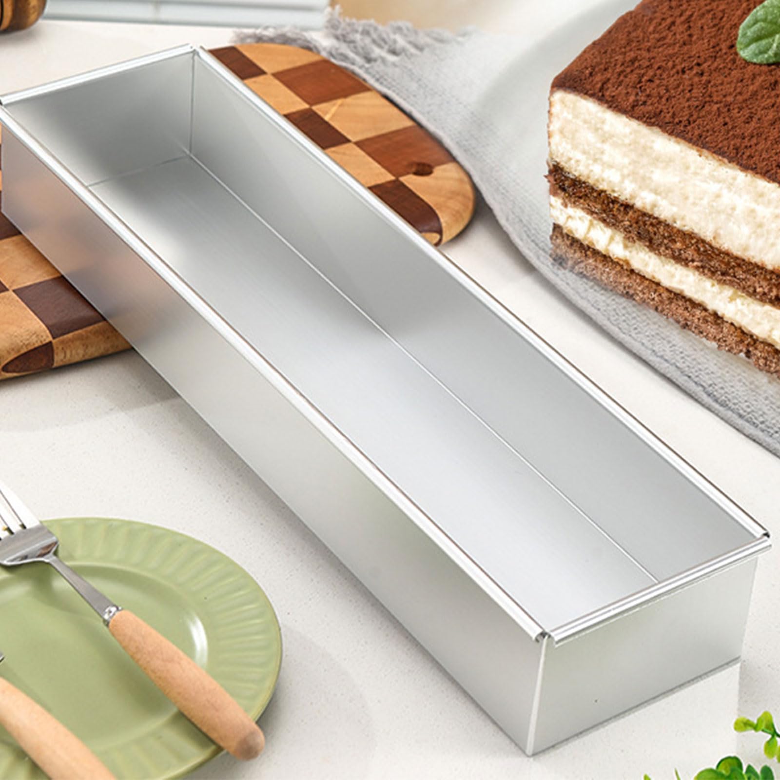 Bandeja para hornear pasteles de queso fácil de usar, molde para hornear tortas largas, elegante, caja larga, molde para manualidades, accesorios para el hogar